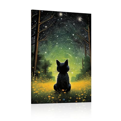 Image esthétique de chat noir 30x50cm pour habiller un mur vide