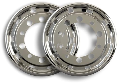 2 Copricerchi Universali 22,5'' In Acciaio Inox Lucidato A Specchio Per Camion – Larghezza 11,75'' Con ET120 Mm