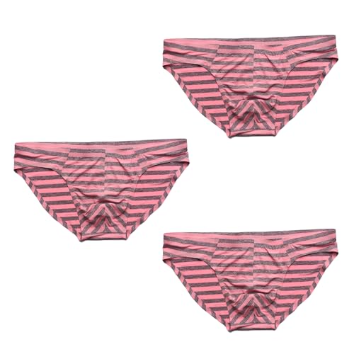 Men's Seamless Sexy One - piece Ice Silk Striped Low Rise Briefs