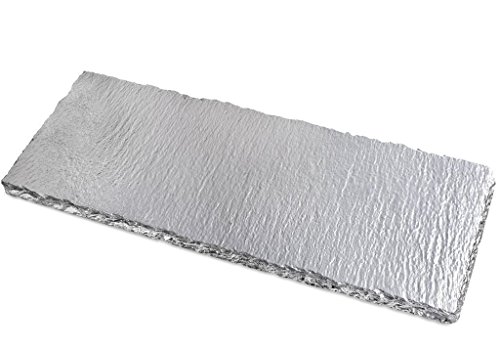 Renee Redesigns Handmade Silver Slate Serving Platter - Ideal Cheese Board, Decorative Tray for Living Room or Dining/Coffee Table- Small Rectangle Coaster - 11.75 x 4.75 Inches