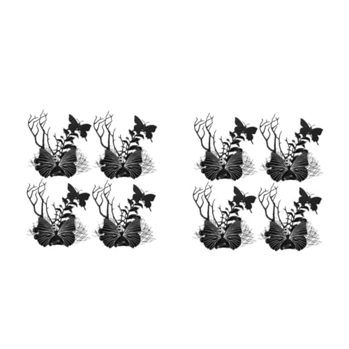 Pinces araignée plastique Noir : lot de 8 coiffes d'Halloween et barrettes crâne punk pour cheveux