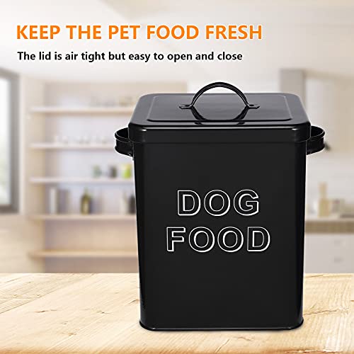 Pethiy Hundefutter hundeleckerli aufbewahrung box, 6.5 Liter Metall hundefutter box Aufbewahrungdose mit Schaufel und Versiegelt deckel fur Trockenfutter Tierfutter- Halten 2,5 kg -Schwarz