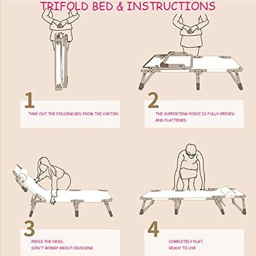 5-Position Adjustable Folding Camp Cot & Chaise Lounge | Heavy-Duty Portable Bed with 300lbs Capacity | Waterproof Pad for Camping, Beach, Office & Indoor Use