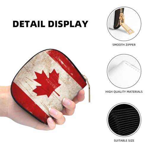 Retro Canada Flag Credit Card Holder Wallet, Leather Zipper Card Wallet For Women Ladies Rfid Blocking Card Case Small Coin Purse Accordion Wallet Gift4