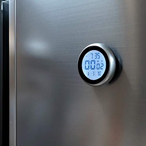 Mooas Led Digital Cooking Timer Tc2 (Black), Kitchen Timer, Stop Watch, Timer With Backlight Touch Screen Big Digits Magnetic Back Alarm Clock Count Up Countdown, Ideal For Studying Cooking Exercising #TOP6