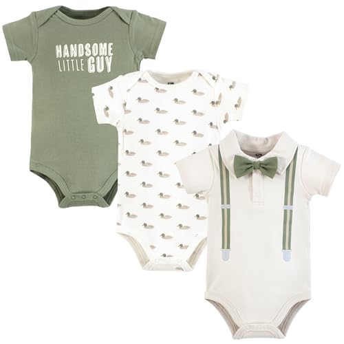 Hudson Baby Infant Boy Cotton Bodysuits, Mallard Polo, Preemie