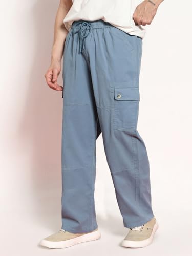 Image of Urbano Fashion Men's Loose Baggy Fit Cargo Jogger Chino Pant with 6 Pockets Stretchable