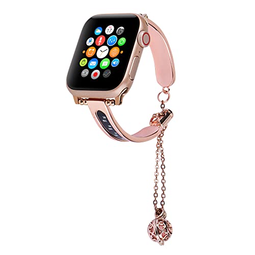 Teb Tdn Alloys Watch Bands-Thermo Function Smartwatch Bands, Delicate And Elegant Style Versatile Bangle Bracelet For Women, Suitable For Bumper For Iwatch Series 7/Se/6/5/4/3/2/1 (38Mm/40Mm/41Mm, Rose Gold) #TOP27