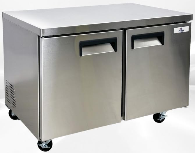 Under Counter Freezer 48" Stainless Steel Commercial Freezer with Worktop NSF 2 doors, capacity 13 Cuft, 2 shelves, 0°F to -8°F 115V/60HZ Restaurant-AUF-12376