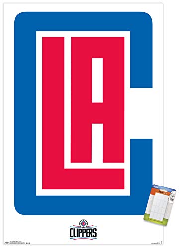 Trends International NBA Los Angeles Clippers - Logo 15 Wall Poster, 22.375" x 34", Premium Poster & Mount Bundle