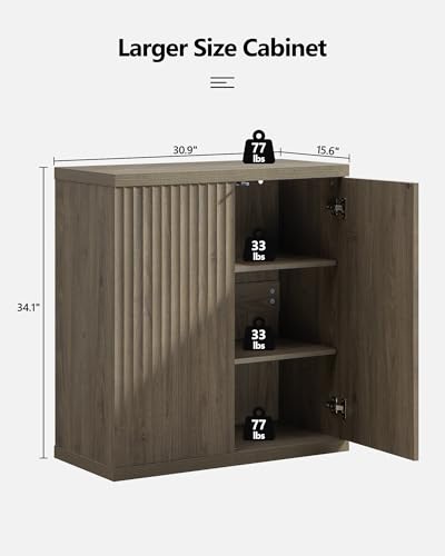Image of SICOTAS Buffet Cabinet with Storage Accent Sideboard Modern Credenza with Doors & Shelves Fluted Media Console Mid Century Coffee Bar Table for Living Room Kitchen Dining Room Hallway (1PCS)