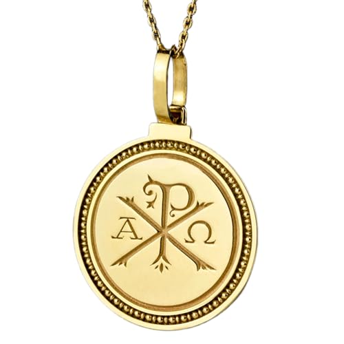 Pendentif rond Yale gravé argent 925 doré LKBEADS avec chaîne de 45 cm