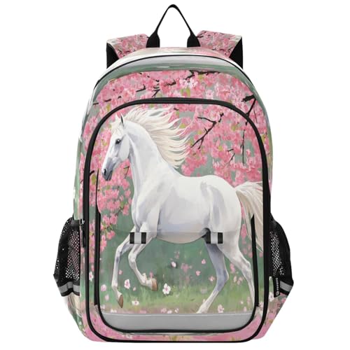 Sac à dos ordinateur fille motif cheval pour les cours et loisirs