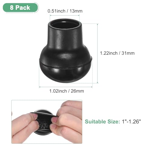 Image of M METERXITY 8-Pack Chair Leg Floor Protectors, 0.55 inch-0.75 inch Elastic Rubber and Plastic Round PTFE Furniture Pads for Chairs /Tables in Hardwood Floors /Tile Floors, Leg Covers [Black]