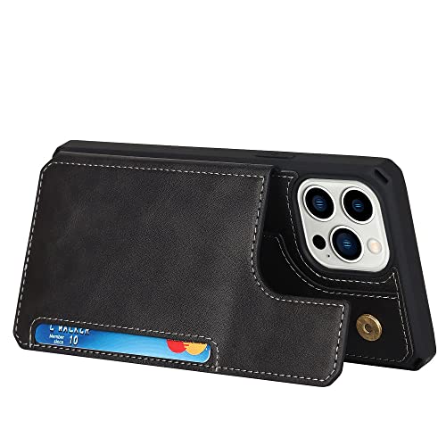 Housse en cuir pour iPhone 14 Plus avec porte-carte de crédit et sangle support de visionnage - 6