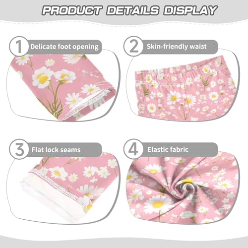 KLL Flowers Pink Background Toddler Girls Legging Stretchy Full Length Athleisure Pants Sports3