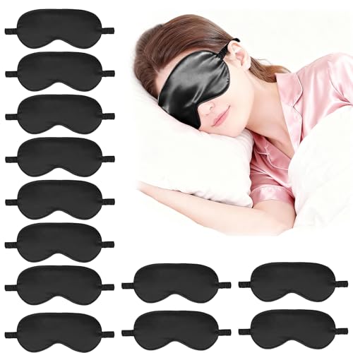 12PACK Silky Sleep Masks Satin Eye Mask Silk Eyes Cover for Sleeping Blackout Eyeshades Soft Blindfold Travel Nap Gifts