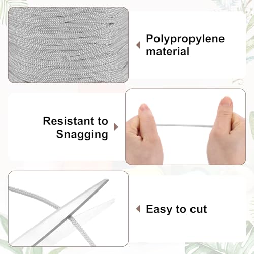 Cuerda de macramé de poliéster de 3 mm gris claro resistente para tejer bolsas 4