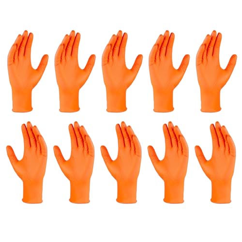 Hogvinnatil Guantes de nitrilo | Guantes de nitrilo naranjas de alta resistencia con superficie | Manoplas protectoras reforzadas resistentes al desgarro para el hogar, la industria y el automóvil 10