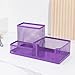 GZBABY Pen Holder Mesh Pencil Holder, Metal Desk Organizer with 3 Compartments, Desk Accessories and Workspace Organizer for School Home Office (Purple)