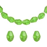 QUARKZMAN 100pcs Cuentas De Cristal En Forma De Lágrima 6x8mm Agujero Vertical Cuentas De Vidrio Facetadas Para Collar Pulsera DIY Joyería Verde