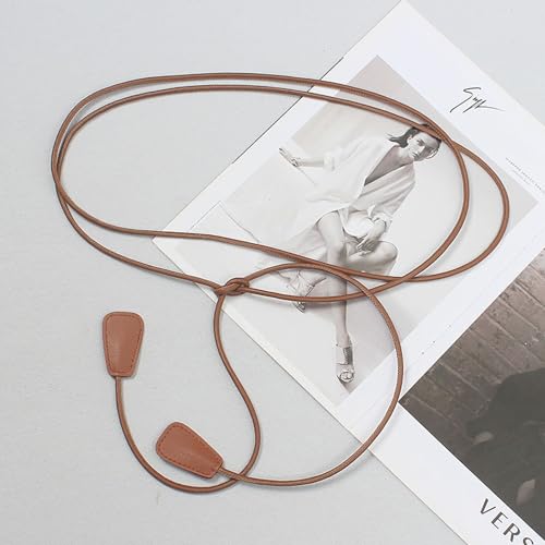 Womens Boho Skinny Faux PU Leather Skinny Tie Belts Waist Rope Chain Accessories for Skirt Dress,Christmas Party4