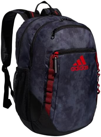 adidas Excel 6 Backpack, Stone Wash Carbon/Vivid Red, One Size