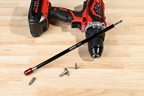 Image of ARES 70207 - Drill Extension Bit Holder - 12-Inch Quick Release - Works With All 1 /4-Inch Drive Bits - Quick Release Mechanism Makes Changing Bits a Breeze
