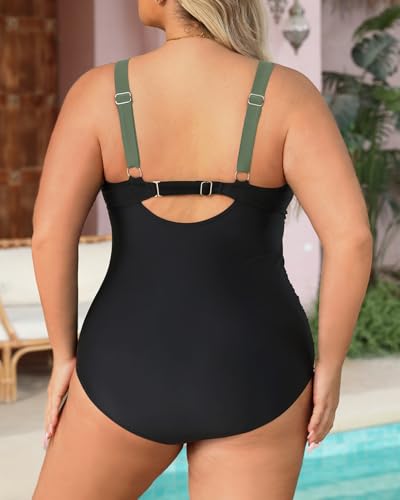 Daci Plus Size One Piece Swimsuits - Tummy Control Bathing Suit for Women Cutout Swimwear2