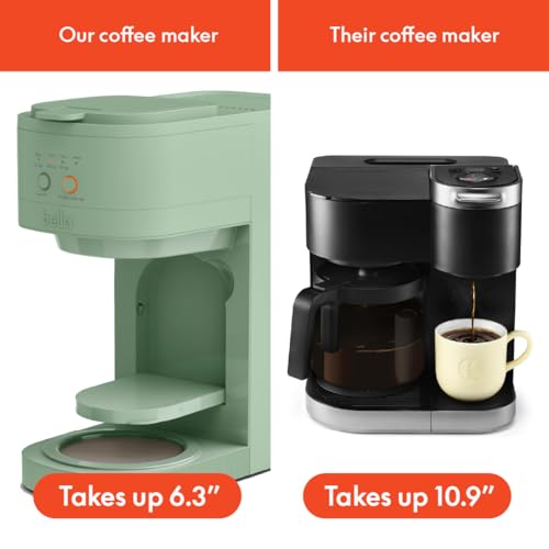 Image of BELLA VersaBrew 2-in1 Coffee Maker, K-Cup compatible, Brew 3 Sizes Carafes & Single Serve Cups, Dishwasher Safe Reusable Filter & Filter Holder, Iced Coffee Function, 60oz Tank, Seaglass