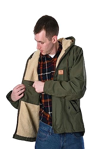 IG Insulated Gear Men's Sherpa Lined Washed Duck Hooded Jacket2