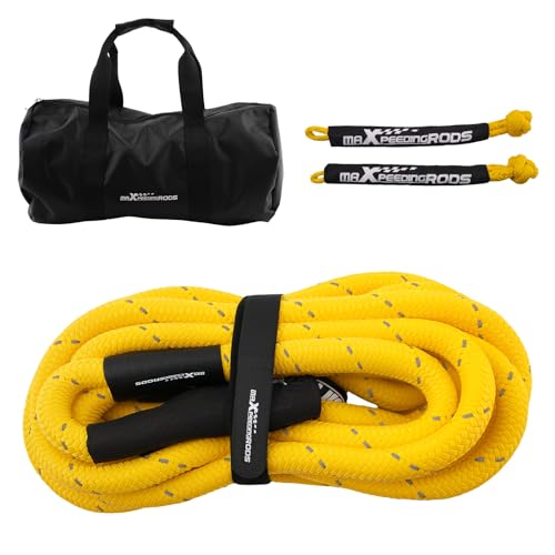 maXpeedingrods 7/8" x30' Kinetic Tow Rope Recovery Kit for Off-Road Vehicles, Nylon Rescue Tow Rope Kit, Yellow (24250 LBS)