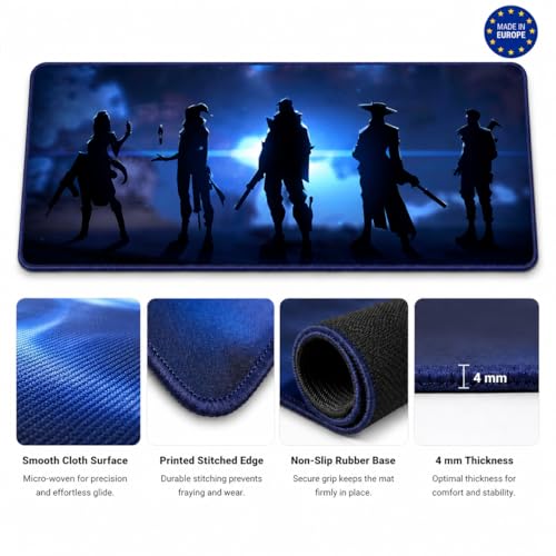 Tapis de souris de jeu professionnel avec bords cousus et surface de 4 mm - 6