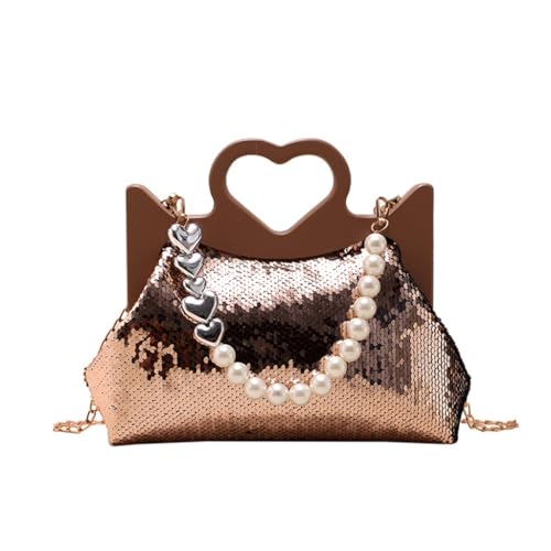 Sac à main bandoulière femme champagne à paillettes anti-perte d'éclat