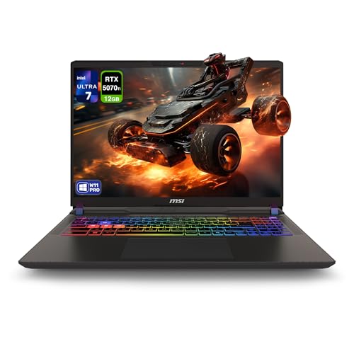Image of MSI Vector 16 HX AI Gaming Laptop, Intel Ultra 7-255HX, 64 GB DDR5 RAM, 2 TB PCIe SSD, 16 inch FHD+ (1920x1200) 144Hz Display, Nvidia G-Force RTX 5070Ti, 24 Zone RGB Keyboard, W11 Pro, Cosmo Gray