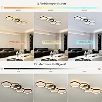 Kuwork LED Deckenleuchte 45W Dimmbar mit Fernbedienung & App Steuerung – 3000K–6500K, Memory-Funktion, Nachtlicht, 81cm, Moderne Deckenlampe für Wohnzimmer, Schlafzimmer, Küche,Schwarz – Ansicht 2
