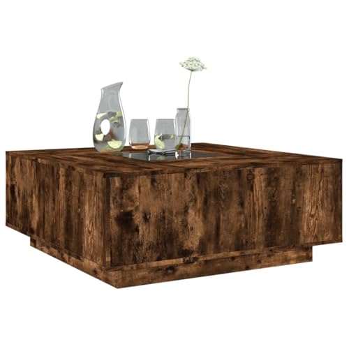 Table basse avec LED Infinity en bois et verre pour désencombrer votre canapé