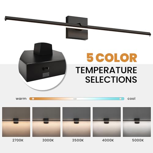 CCYCOL Black Bathroom Light Fixture 32 Inch 5CCT Dimmable LED Vanity Light for Bathroom Modern Bath Vanity Lighting Fixtures Bar Over Mirror 24W by CCYCOL - Image 3