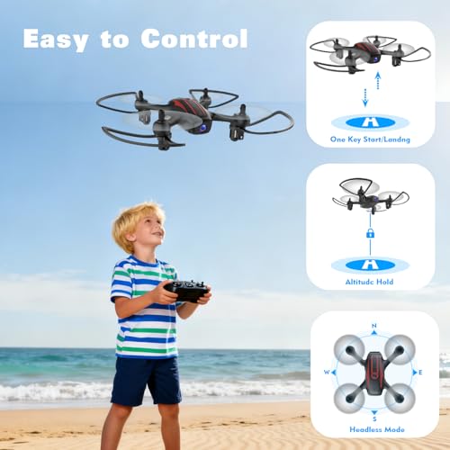 Drone with Camera 1080P HD, Remote Control Mini Drones for Kids and Adults, RC Quadcopter with One-Key Takeoff/Landing, Altitude Hold, 3D Flip, Gesture Selfie, 2 Batteries Drone for Boys and Beginners - Image 5