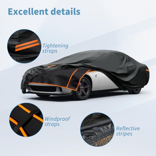 Image of Kayme Hail Protector Car Cover, Anti Hail Multilayer Thickened Full Car Cover,Outdoor Waterproof All Weather Custom Fit Dodge Challenger, Pontiac Firebird, Ford Thunderbird etc