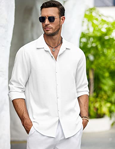 COOFANDY Men's Casual Shirt Long Sleeve Casual Button Down Shirt for Men Summer Beach Wedding Shirt4