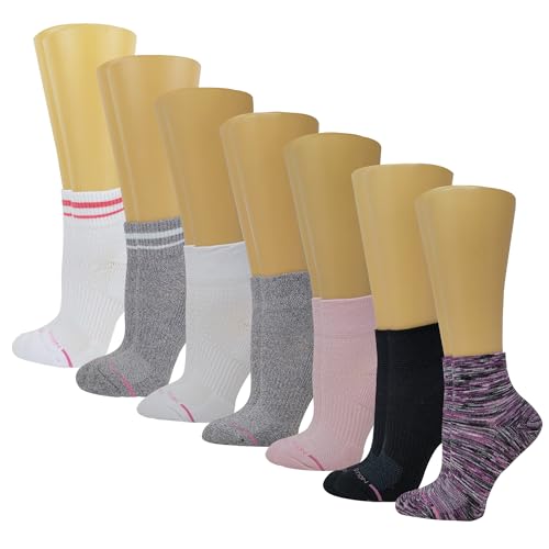 Image of Dr. Motion Compression Quarter Socks For Women With Enhanced Cushion And Breathable Arch Support 6 Pairs