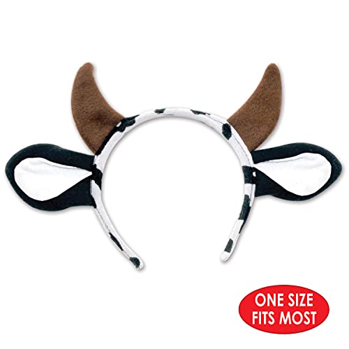 Beistle Cow Headbands – 3-Pack Plush Black and White Holstein Pattern with Brown Horns, Funny Farm Animal Headwear, Photo Booth Props, Country Party Supplies, Western & Cowboy Accessories, Adult Size by Beistle - Used condition - Image 3