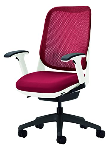 ライオン事務器 オフィスチェア フレキシブルアーム ライド チェリーレッド 79833