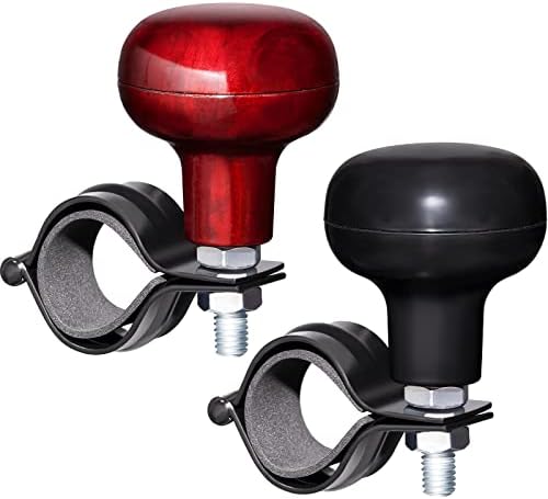 2 Pieces Steering Wheel Knob Spinner Suicide Knobs Steering Wheel 360 Degrees Rotation Tractor Accessories for Cars, Trucks, Tractors, Boats, Golf Carts (Black and Brown)