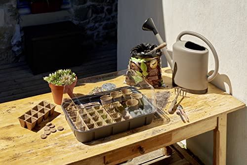 EDA - Mini Serre de Culture Veg&Table - 15,7 L - Taille L - Couvercle avec Système d'Aération Inclus - Plateau pour Semis - 56 x 38 x H. 24 cm - Gris Anthracite – vue 8