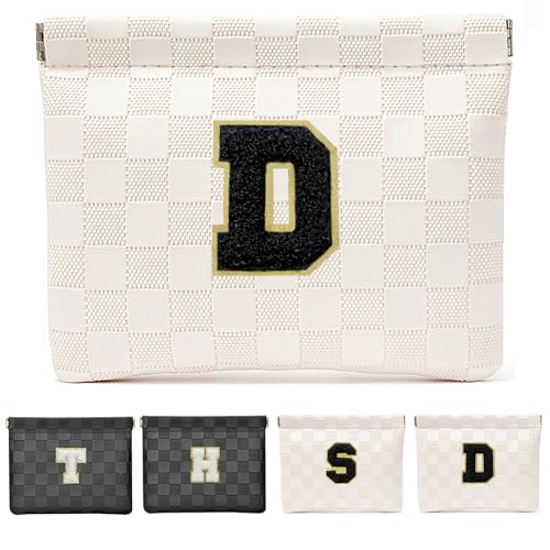 HIGH FIT Leather Pocket Cosmetic Bag for Purse,Initial Makeup Bag Lipstick Cosmetic Accessories Organizer (D, White)