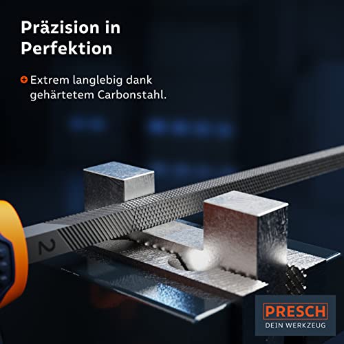Presch Werkstattfeile Vierkant 200mm - Hochwertige Vierkantfeile mit Kreuzieb H2 zum feilen rechtwinkliger Werkstücke aus Metall, Holz oder Kunststoff - Hochwertige Metallfeile