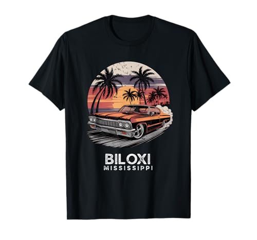 Biloxi Beach Mississippi Retro Palm Tree T-Shirt