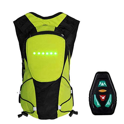 raspbery Mochila USB para bicicleta con indicador de señal, luz de 30 LED, luz inalámbrica, mando a distancia, seguridad, intermitente, mochila, verde, aprox. 5 L